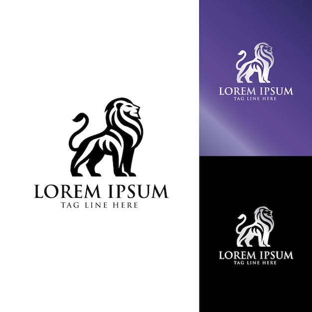 moderno y creativo Logo León color plata Vector gráfico