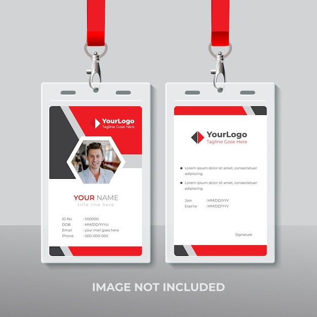 Moderno y creativo modelo de tarjeta de identificación Diseño de tarjeta de identidad de color rojo y negro oscuro