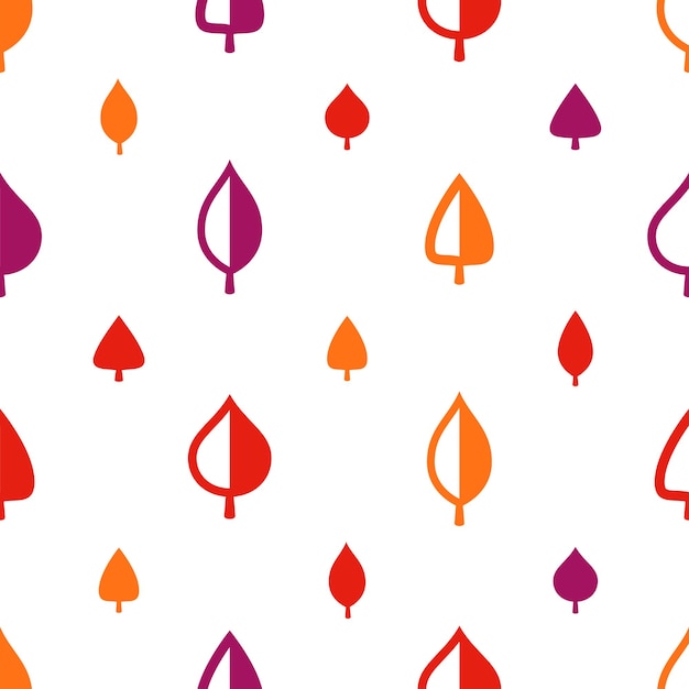 Moderno dibujo animado de otoño hojas patrón vectorial sin costuras papel tapiz sin fin o muestra textil con árbol floral tema de la vida de otoño rojo