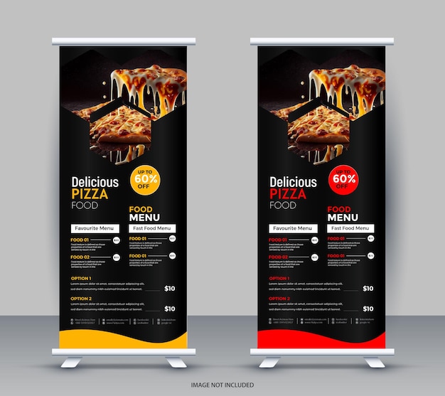 Moderno diseño de banner de comida enrollable para restaurantes plantilla de diseño de banners de comida y restaurante enrollable