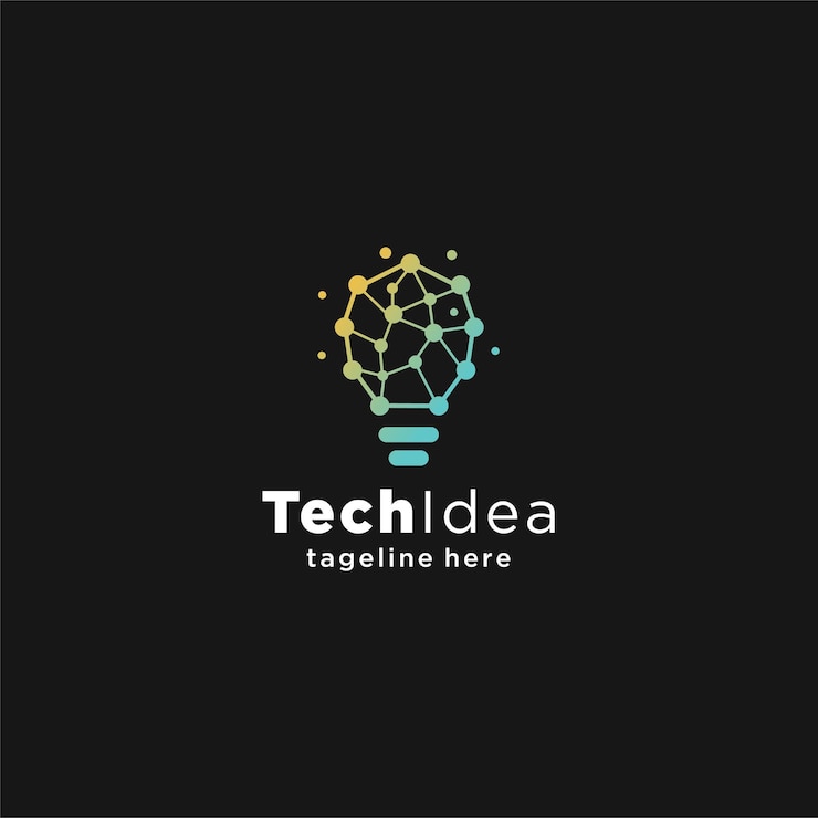 Vector moderno diseño del logotipo de la bombilla de tecnología concepto de la bomblila de tecnología de píxeles plantilla de logotipo de idea