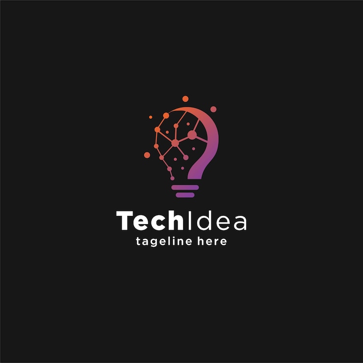 Vector moderno diseño del logotipo de la bombilla de tecnología concepto de la bomblila de tecnología de píxeles plantilla de logotipo de idea