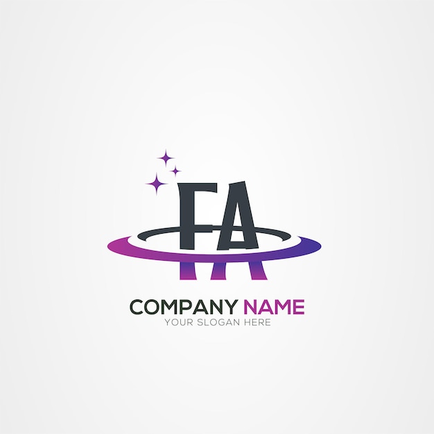 Moderno diseño del logotipo espacial de la letra FA AF Planet con elementos vectoriales creativos