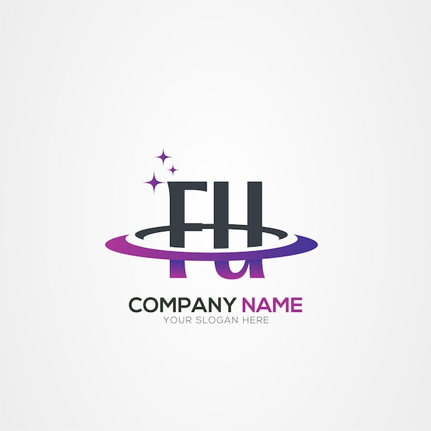 Moderno diseño del logotipo espacial de la letra FU UF Planet con elementos vectoriales creativos