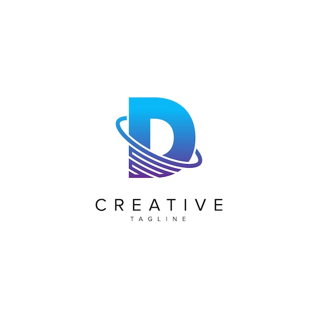 Moderno diseño de logotipo de la letra D y el planeta plantilla vectorial inicial