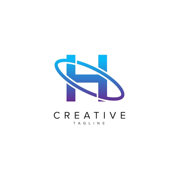 Moderno diseño de logotipo de la letra H y el planeta plantilla vectorial inicial