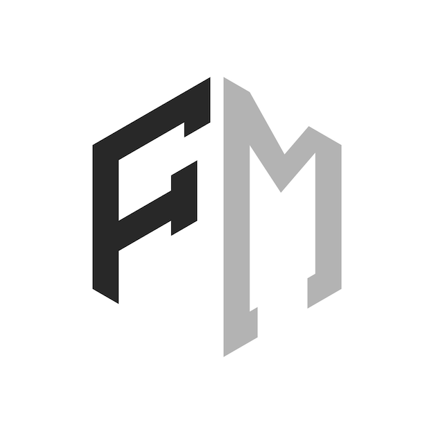 Moderno diseño de logotipo de la letra hexagonal FM elegante concepto inicial de la letra FM