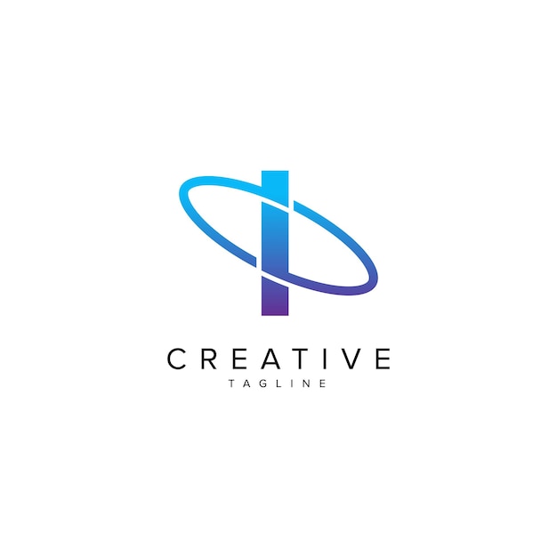 Moderno diseño de logotipo de letra I y planeta plantilla vectorial inicial