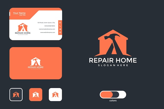 Vector moderno diseño de logotipo de mejoras para el hogar y tarjeta de visita.