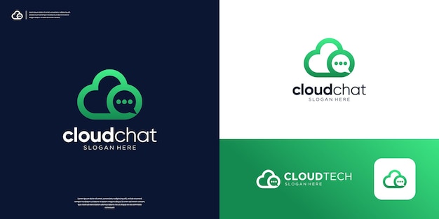 Moderno diseño de logotipo de tecnología de combinación de nube y burbuja de chat