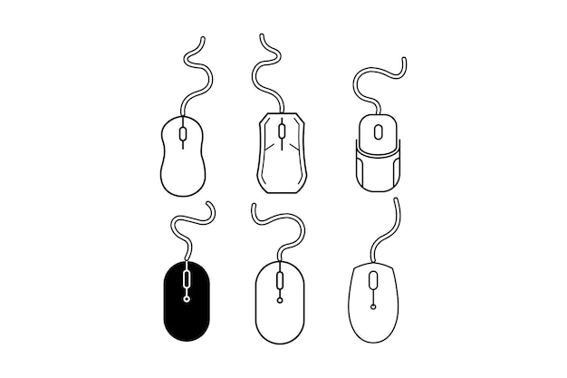 Moderno diseño plano de ratón de computadora Clipart Conjunto para gráficos de moda ratón de ordenador clipart de ratón