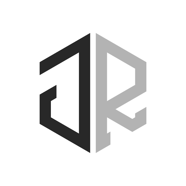 Moderno diseño de plantilla de logotipo de la letra hexagonal JR Elegante concepto inicial de la letra JR