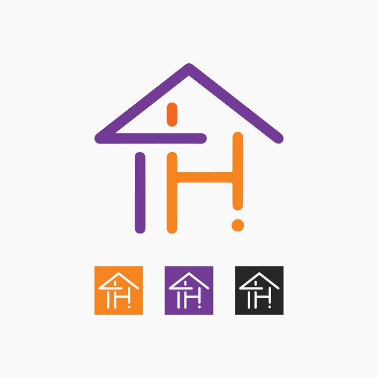 Moderno diseño de plantilla de logotipo de monograma de letras T y H para bienes raíces