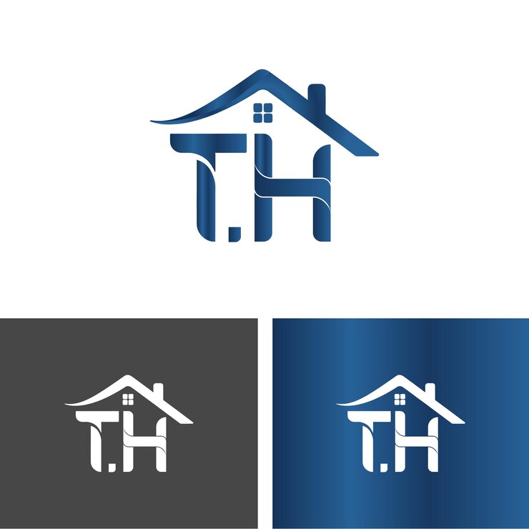 Moderno diseño de plantilla de logotipo de monograma de letras T y H para bienes raíces