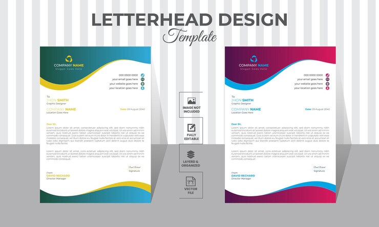 Moderno diseño de plantilla de papel de carta corporativa con color amarillo azul verde y rojo