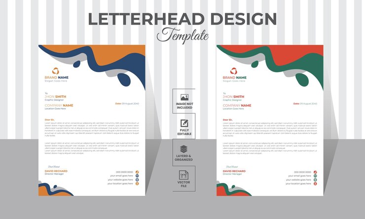 Moderno diseño de plantilla de papel de carta corporativa con color amarillo azul verde y rojo