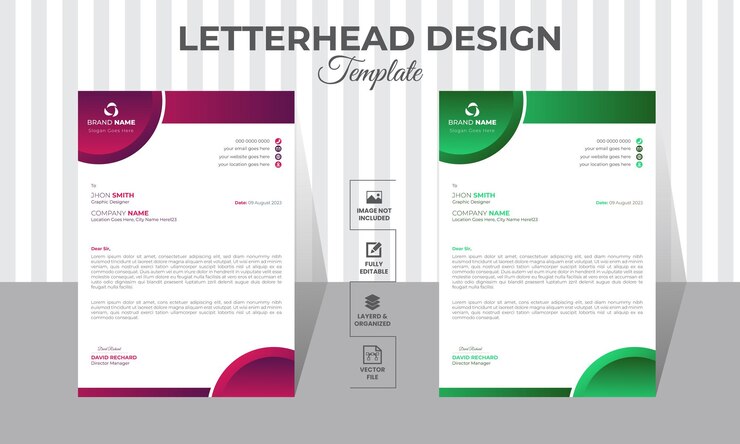 Moderno diseño de plantilla de papel de carta corporativa con color amarillo azul verde y rojo