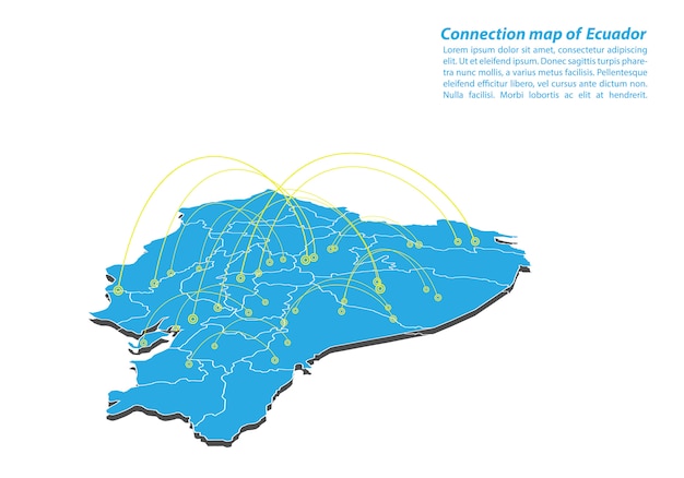 Moderno de ecuador mapa conexiones red diseño