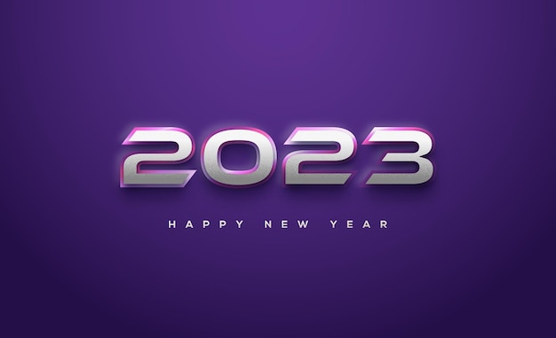 Moderno y elegante 2023 feliz año nuevo con fondo azul.