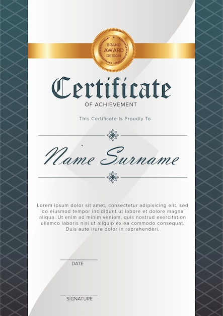 Moderno y elegante certificado de lujo de reconocimiento de logros plantilla marco vectorial
