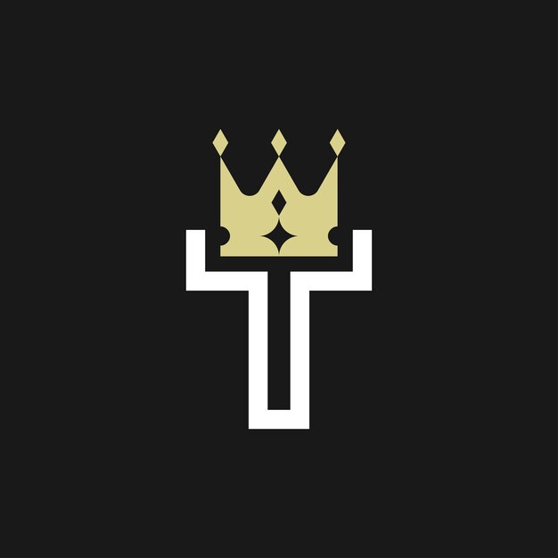 moderno y elegante letra T crown royal premium logo