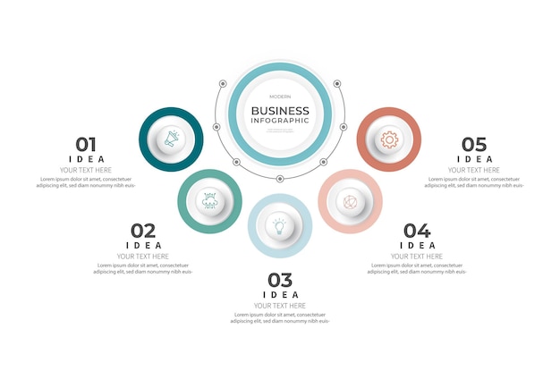 Moderno elegante y limpio pasos circulares editable infografía diseño de plantilla vectorial