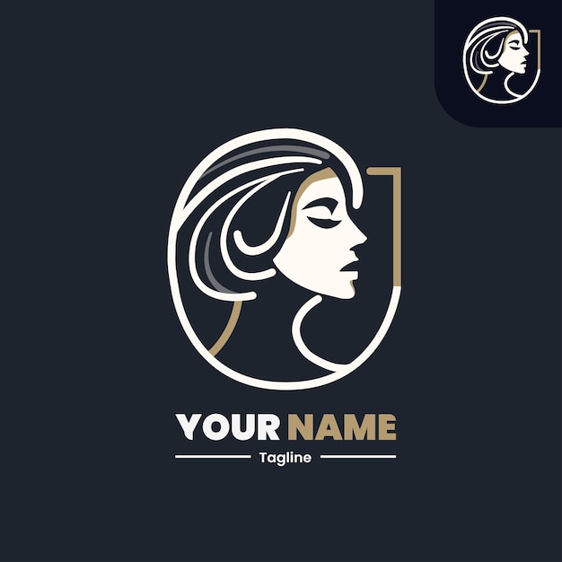 Moderno elegante silueta femenina logotipo minimalista belleza amplificador de moda icono de marca para salones cosméticos
