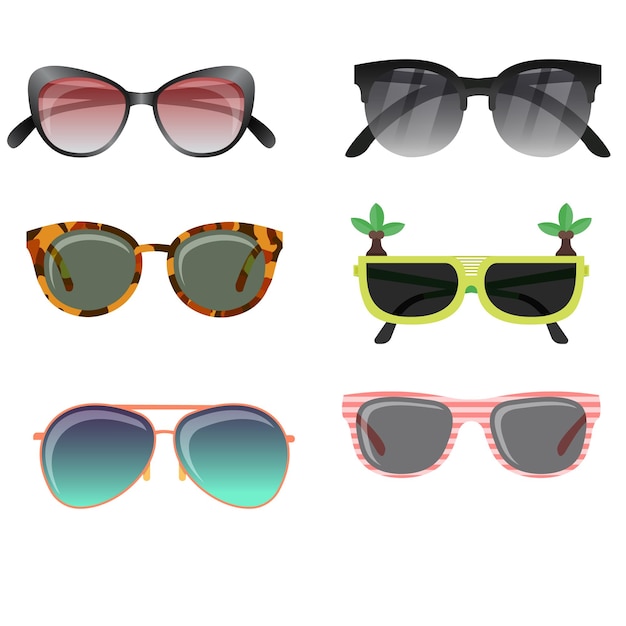 Moderno estilo Y2K verano gafas de sol pequeñas lentes forma conjunto vectorial