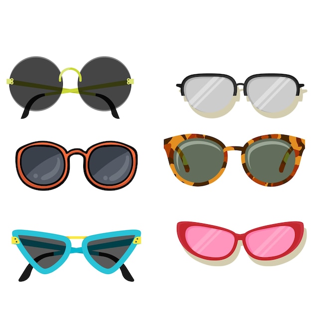 Moderno estilo Y2K verano gafas de sol pequeñas lentes forma conjunto vectorial
