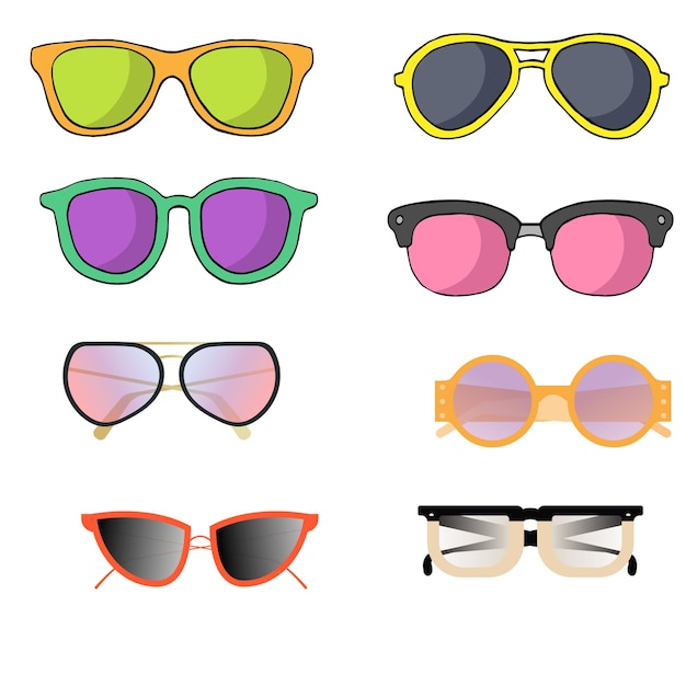 Moderno estilo Y2K verano gafas de sol pequeñas lentes forma conjunto vectorial