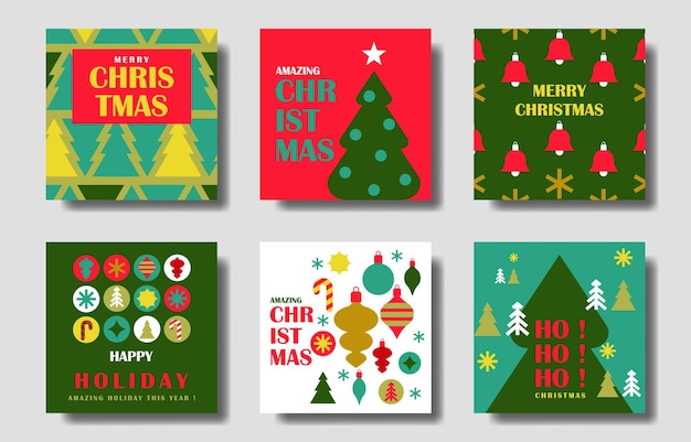 Moderno Feliz Navidad y Feliz Año Nuevo Conjunto de tarjetas de felicitación portada de cartel de vacaciones
