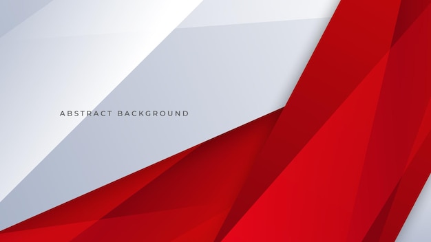 Moderno fondo blanco rojo geométrico abstracto con traje de sombra para negocios presentación de fondo de banner corporativo y mucho más Vector Premium