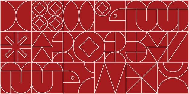Moderno Geométrico 2025 Año de la Serpiente Patrón Abstracto en Oro y Rojo
