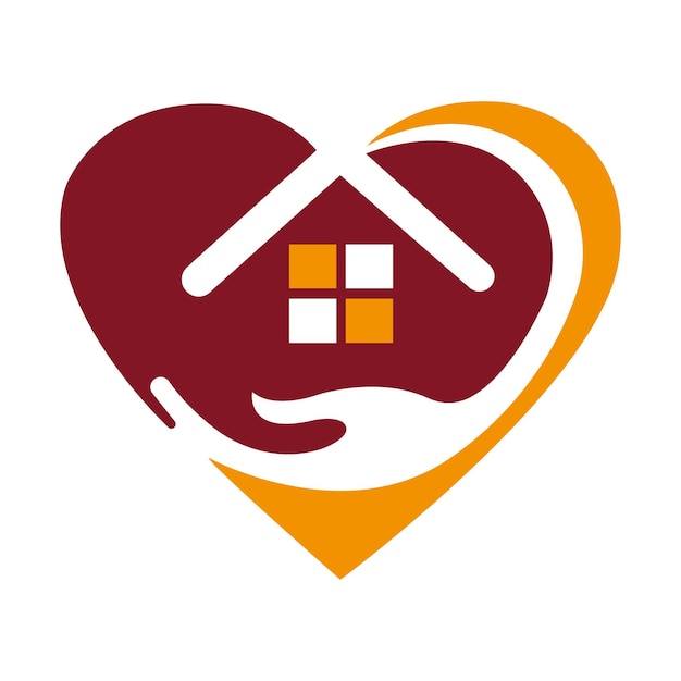 Moderno hogar de amor logo vector mano para el cuidado del amor plantilla de logotipo