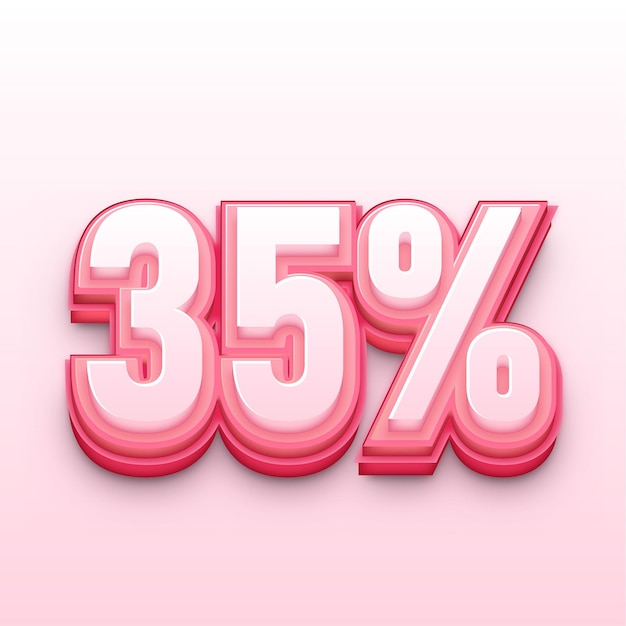 Moderno icono vectorial rosado 3D 35 por ciento signo con diseño elegante