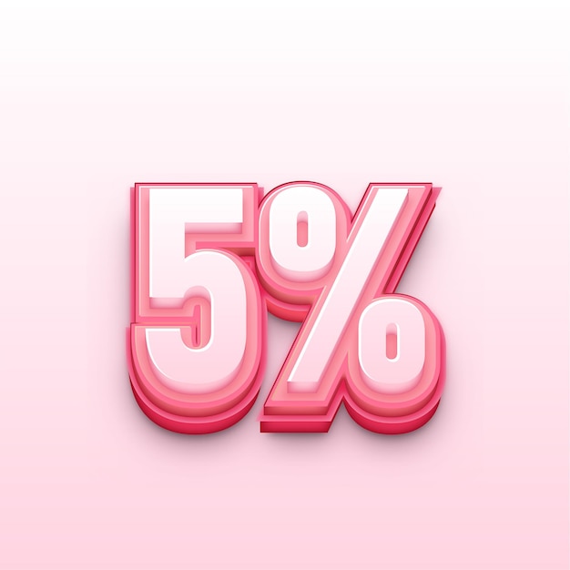Moderno icono vectorial rosado 3D de 5 por ciento con diseño elegante