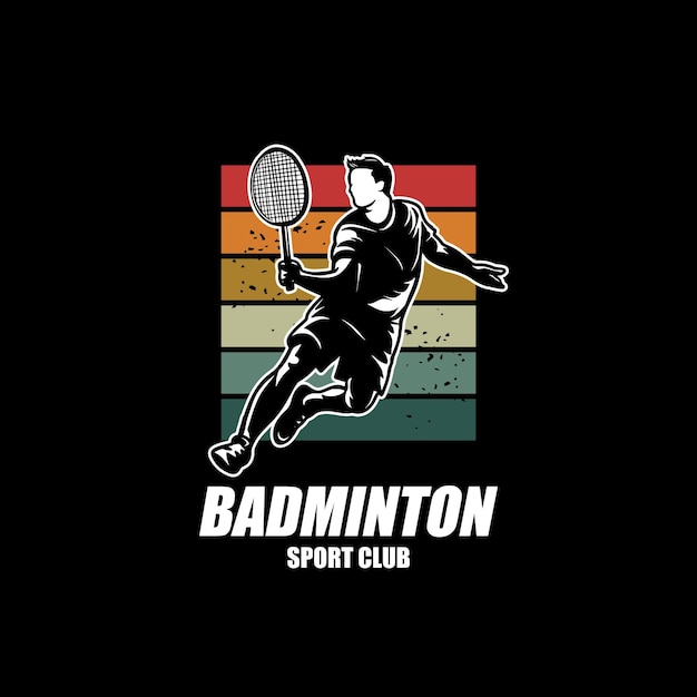 Moderno jugador de bádminton apasionado en acción logo creativo bádminton conceptos de diseño icona de plantilla