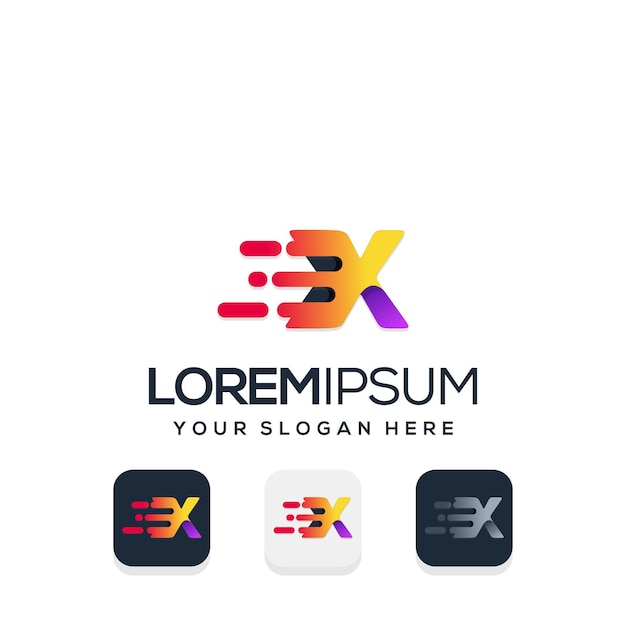 moderno letra x con diseño de logotipo de tecnología
