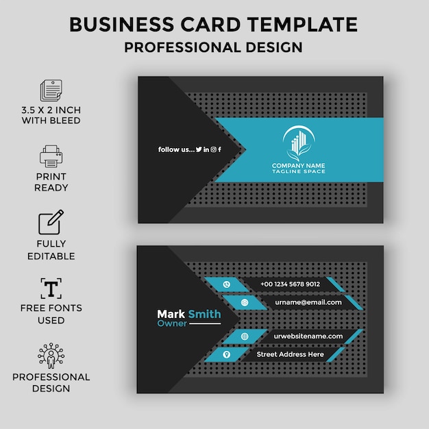 Vector moderno y limpio vector de diseño de plantillas de tarjetas de visita profesionales