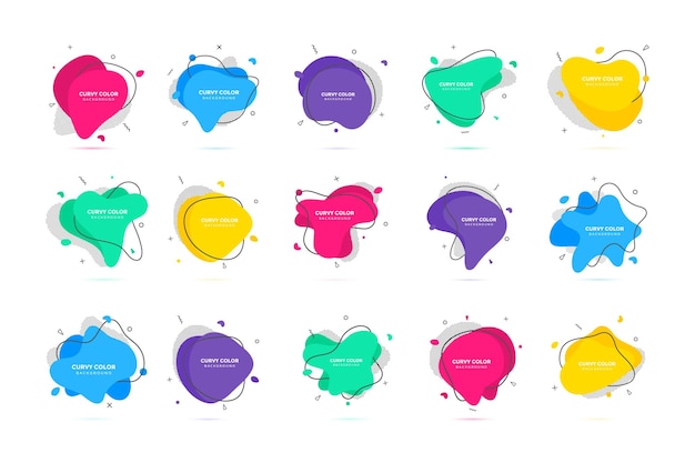 Moderno líquido irregular ameba forma de mancha elementos abstractos diseño de estilo plano gráfico vector de fluidos