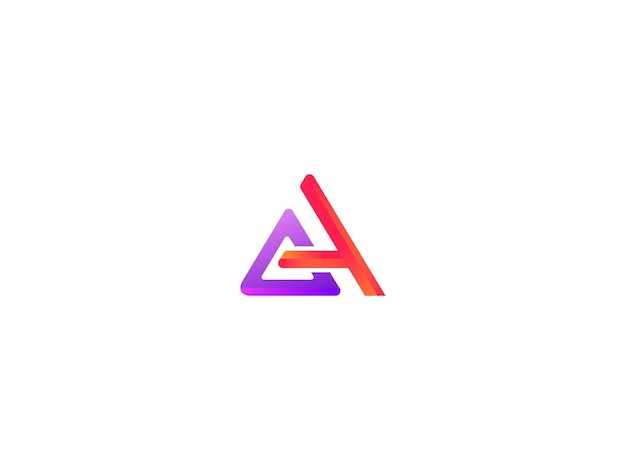 El moderno logotipo colorido de la letra Ch con un triángulo púrpura en él