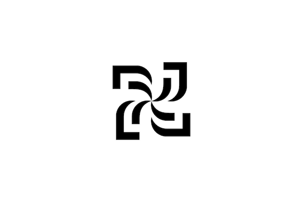 Moderno logotipo de forma geométrica negra Transmite movimiento y conexión Perfecto para la innovación tecnológica