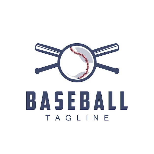 Moderno logotipo vectorial de béisbol béisbol softbol deporte simple modelo de bate y pelota ilustración