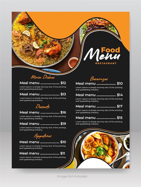 Vector moderno menú de comida y folleto de restaurante plantilla de diseño