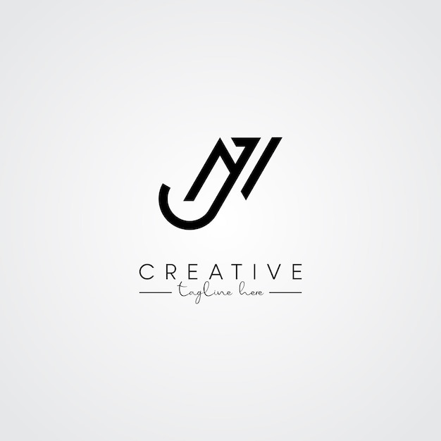 Moderno Minimal Artístico Letra NJ JN Diseño del logotipo Basado en la letra inicial Vector del logotipo
