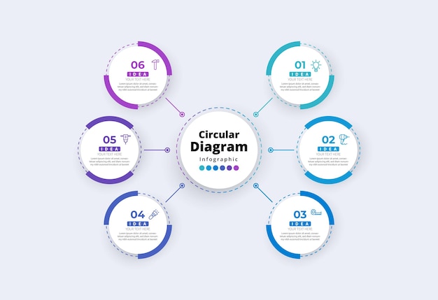 Moderno minimalista elegante limpio pasos circulares editable plantilla de diseño infográfico vectorial