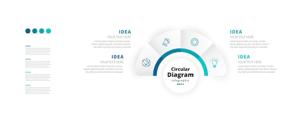 Moderno minimalista elegante limpio pasos circulares editable plantilla de diseño infográfico vectorial