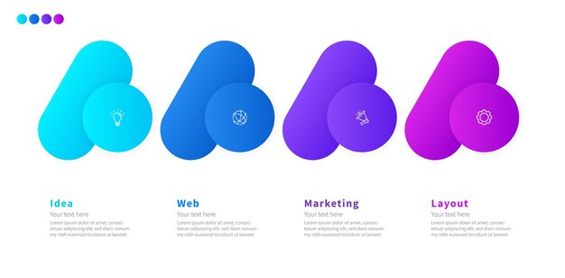 Moderno minimalista elegante limpio pasos circulares editable plantilla de diseño infográfico vectorial