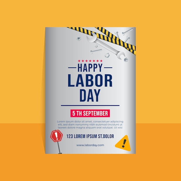 Moderno modelo de cartel vertical para la celebración del Día del Trabajo