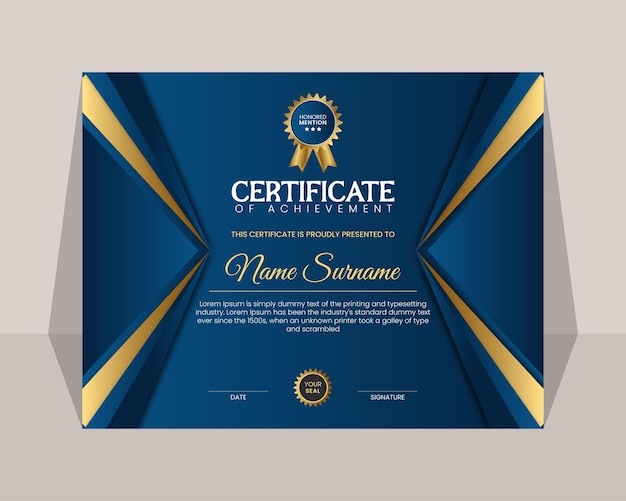 Moderno modelo de certificado de logro de premios Editable y diseño profesional